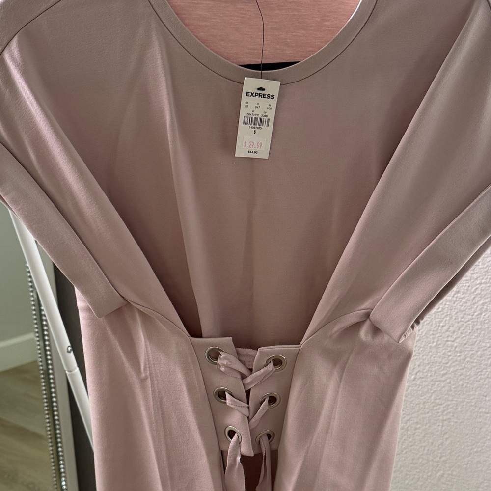 Express Lace-Up Waist Top — Dusty Rose